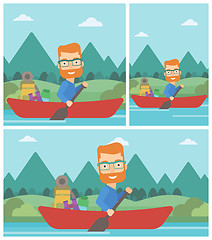 Image showing Man riding in kayak vector illustration.