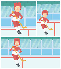 Image showing Ice hockey player with stick vector illustration.