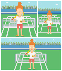 Image showing Female tennis player vector illustration.