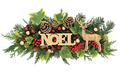 Image showing Noel Sign and Flora Decoration