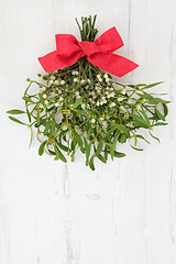 Image showing Mistletoe with Red Bow