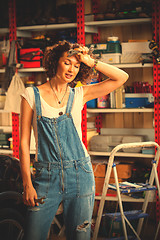 Image showing portrait of a beautiful mechanic woman