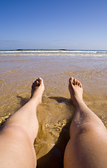 Image showing Legs at the beach