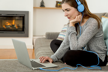 Image showing Working at home while listen music