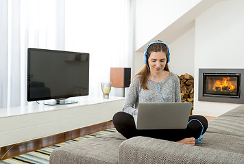 Image showing Working at home while listen music