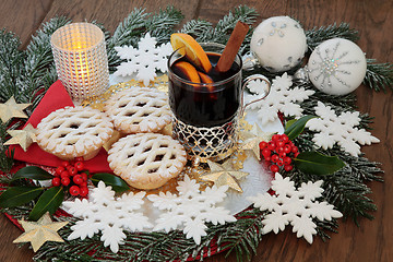 Image showing Christmas Mince Pies and Mulled Wine