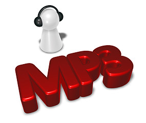 Image showing mp3 tag and pawn with headphones - 3d rendering