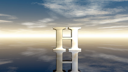 Image showing metal uppercase letter h under cloudy sky - 3d rendering