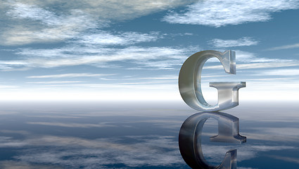 Image showing metal uppercase letter g under cloudy sky - 3d rendering