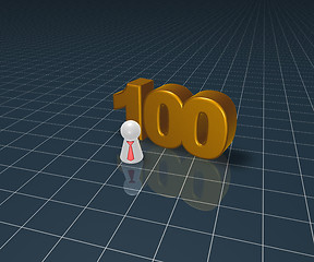 Image showing number one hundred and pawn with tie - 3d rendering