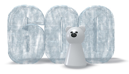 Image showing frozen number six hundred and polar bear - 3d rendering