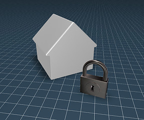 Image showing house and padlock - 3d rendering