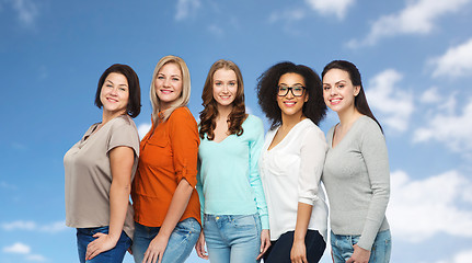 Image showing group of happy different women in casual clothes