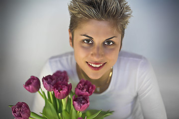 Image showing woman and flowers