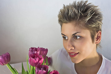 Image showing woman and flowers