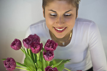 Image showing woman and flowers