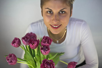 Image showing woman and flowers