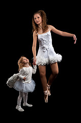 Image showing Woman and little girl ballerina ballet dancer