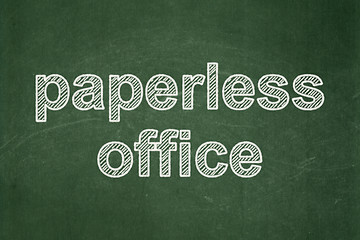 Image showing Finance concept: Paperless Office on chalkboard background