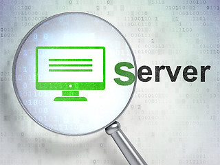 Image showing Web development concept: Monitor and Server with optical glass