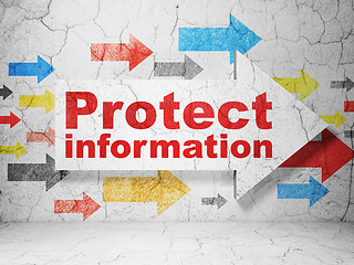 Image showing Protection concept: arrow with Protect Information on grunge wall background