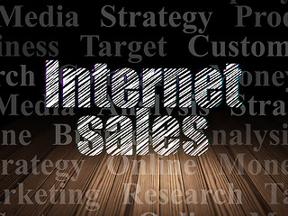 Image showing Advertising concept: Internet Sales in grunge dark room