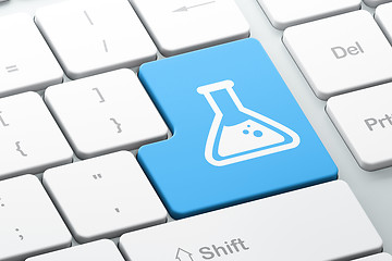 Image showing Science concept: Flask on computer keyboard background