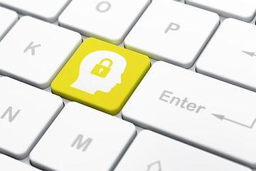 Image showing Information concept: Head With Padlock on computer keyboard background