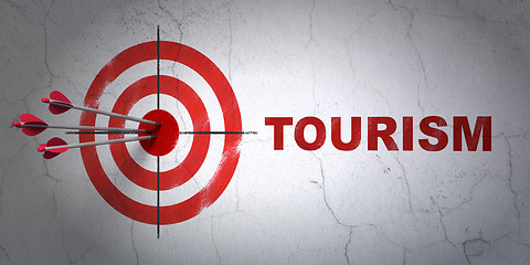 Image showing Travel concept: target and Tourism on wall background