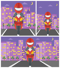 Image showing Woman riding motorcycle vector illustration.