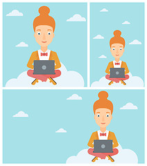 Image showing Woman using cloud computing technology.