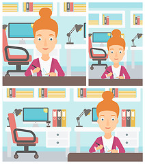 Image showing Woman using three D pen vector illustration.