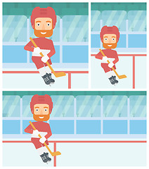 Image showing Ice hockey player with stick vector illustration.