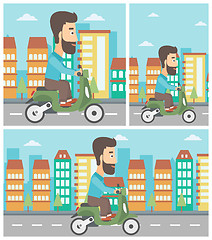 Image showing Man riding scooter vector illustration.