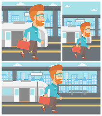 Image showing Man at the train station vector illustration.