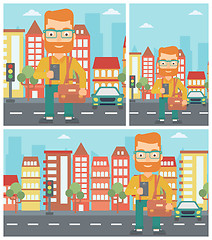 Image showing Man using smartphone vector illustration.