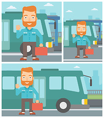 Image showing Man travelling by bus vector illustration.