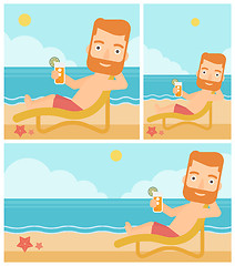 Image showing Man sitting in chaise longue vector illustration.