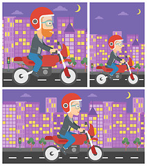 Image showing Woman riding motorcycle vector illustration.