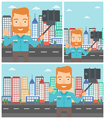 Image showing Man making selfie vector illustration.