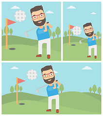 Image showing Golfer hitting the ball vector illustration.