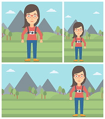 Image showing Woman with camera on chest vector illustration.