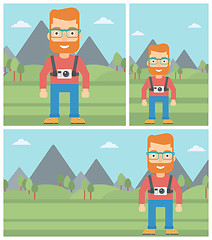 Image showing Man with camera on chest vector illustration.