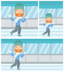 Image showing Man ice skating vector illustration.