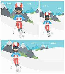 Image showing Young man skiing vector illustration.