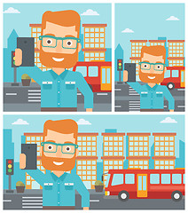 Image showing Man making selfie vector illustration.