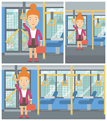 Image showing Woman traveling by public transport.