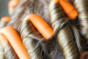 Image showing curlers in her hair