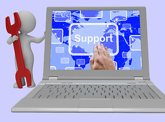 Image showing Support Laptop Showing Help And Assistance Online 3d Rendering