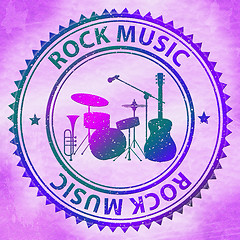 Image showing Rock Music Stamp Represents Pop Song Soundtracks